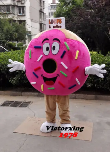 

New Adult Foam Deluxe Donut Party Mascot Costume Christmas Fancy Dress Halloween Girl Mascot Costume Free Ship