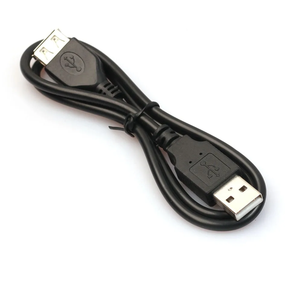 1 шт. Кабель-адаптер 2 фута/60 см черный USB штекер на гнездо удлинитель данных M/F
