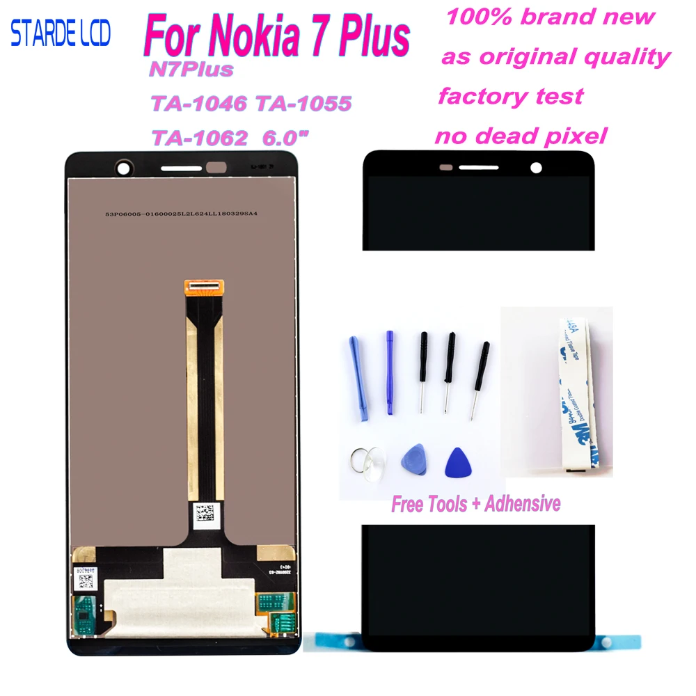 

For Nokia 7 Plus LCD Display Touch Screen Digitizer Assembly Replacement For Nokia 7Plus N7Plus TA-1046 TA-1055 TA-1062 6.0" LCD