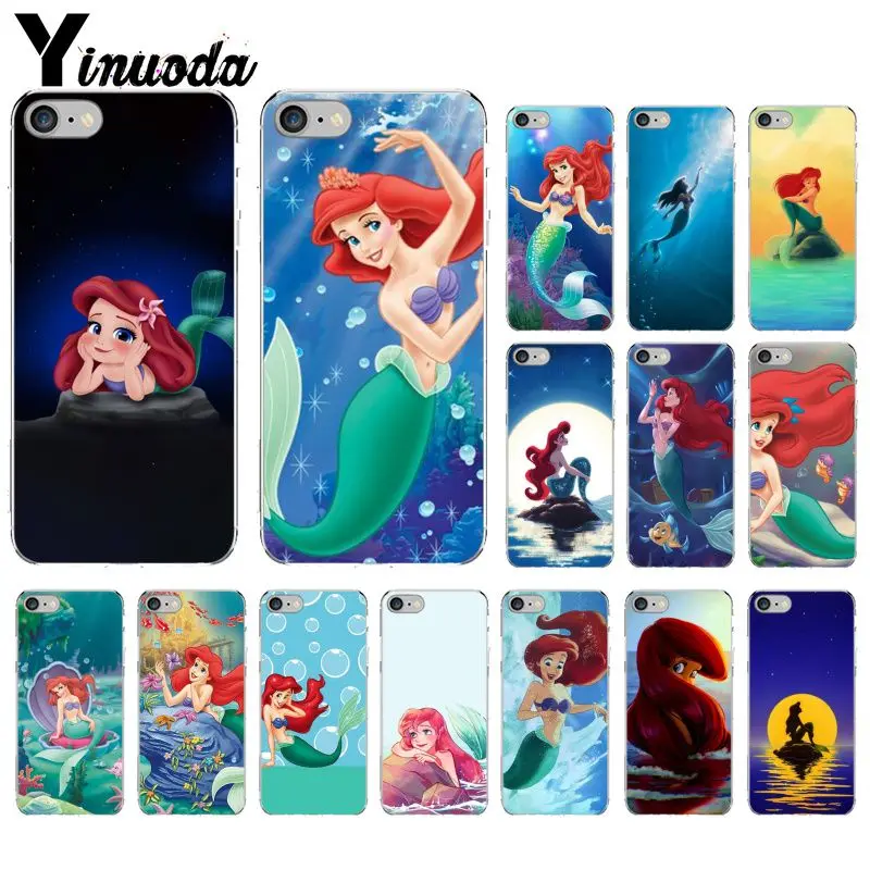 Yinuoda ارييل يتل ميرميد الأميرة شفافة غطاء إطار هاتف محمول ل أبل فون 8 7 6 6 S زائد X XS ماكس 5 5 S SE XR الهواتف المحمولة