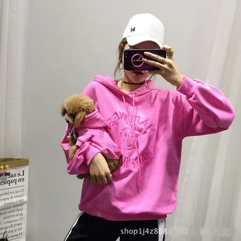 

HSWLL New Small Dog Cat Pet Clothing Tide brand Hat Embroidery Smile Dog Parent-child clothingfitted