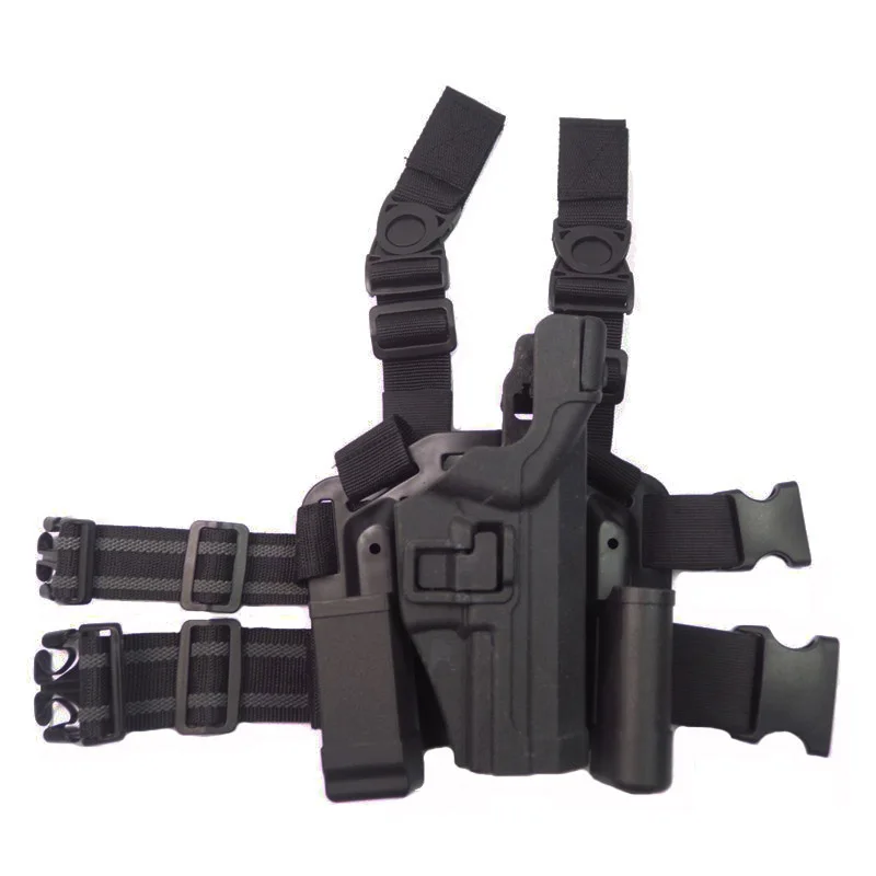 HK USP компактный тактическая кобура ноги кобура с отделением для магазина чехол зарисовка военные охотничий пистолет кобура для HK пистолет usp - Цвет: Черный цвет