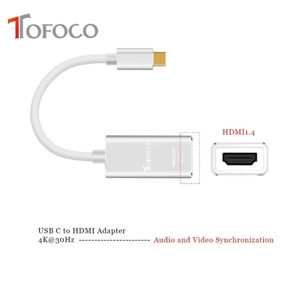 TOFOCO USB C to HDMI Adapter 4K Resolution USB 3.1 Type C to HDMI Adapter For Galaxy S8 Plus for MacBook Pro for Chromebook Pixe