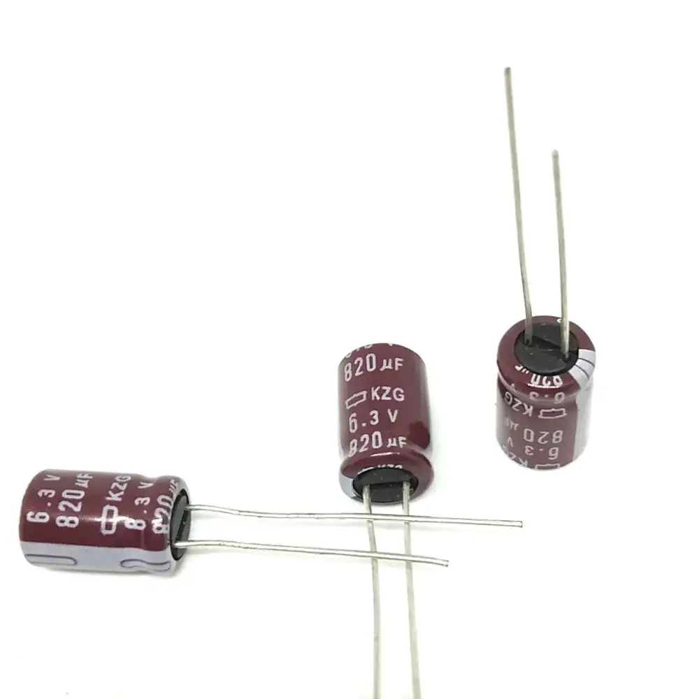 Original High quality 50pcs/lot 6.3v 820uf 8*12mm KZG Aluminum electrolytic capacitors ... | Электронные компоненты и