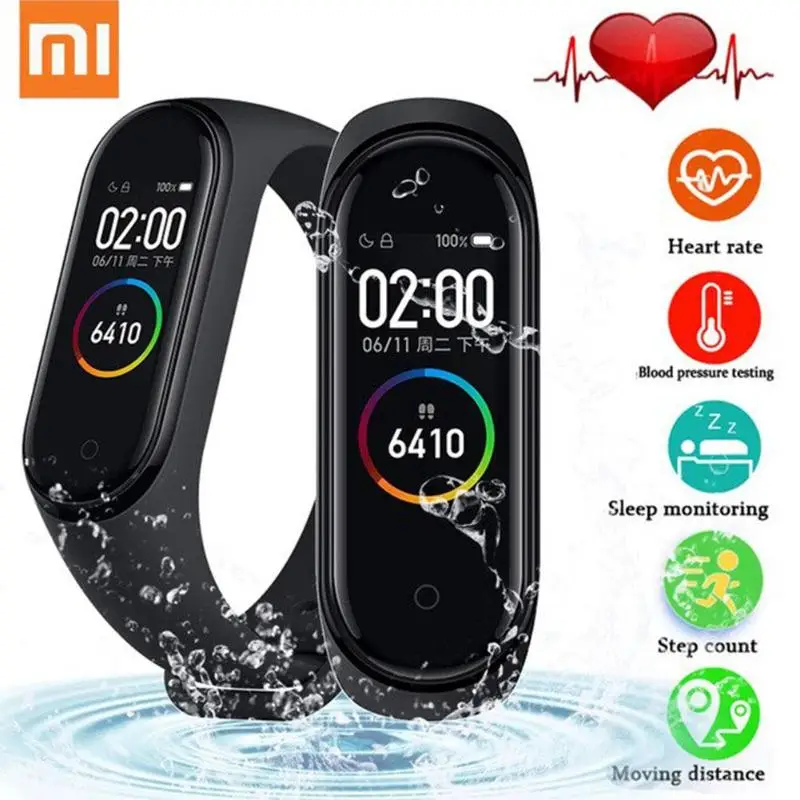 Новинка, Xiaomi mi браслет, 4, 50 м, водонепроницаемый смарт-браслет, mi Band 4, пульсометр, фитнес, музыкальный цветной экран, Bluetooth 5,0, браслет