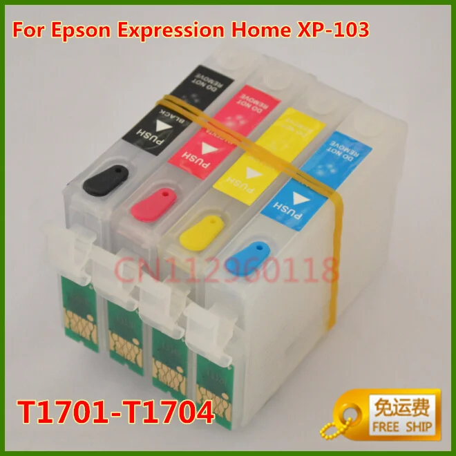 

T1701 T1702 T1703 T1704 Refillable Ink Cartridge For Epson Expression Home XP-103 Printer With Chips 4Color