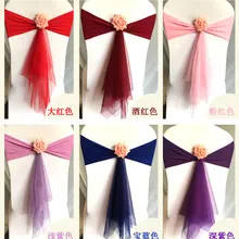 100 шт./лот, ленты из спандекса с цветком розы, растягивающиеся чехлы для стульев для свадьбы, лента из лайкры с бантом, ленты для свадебных стульев