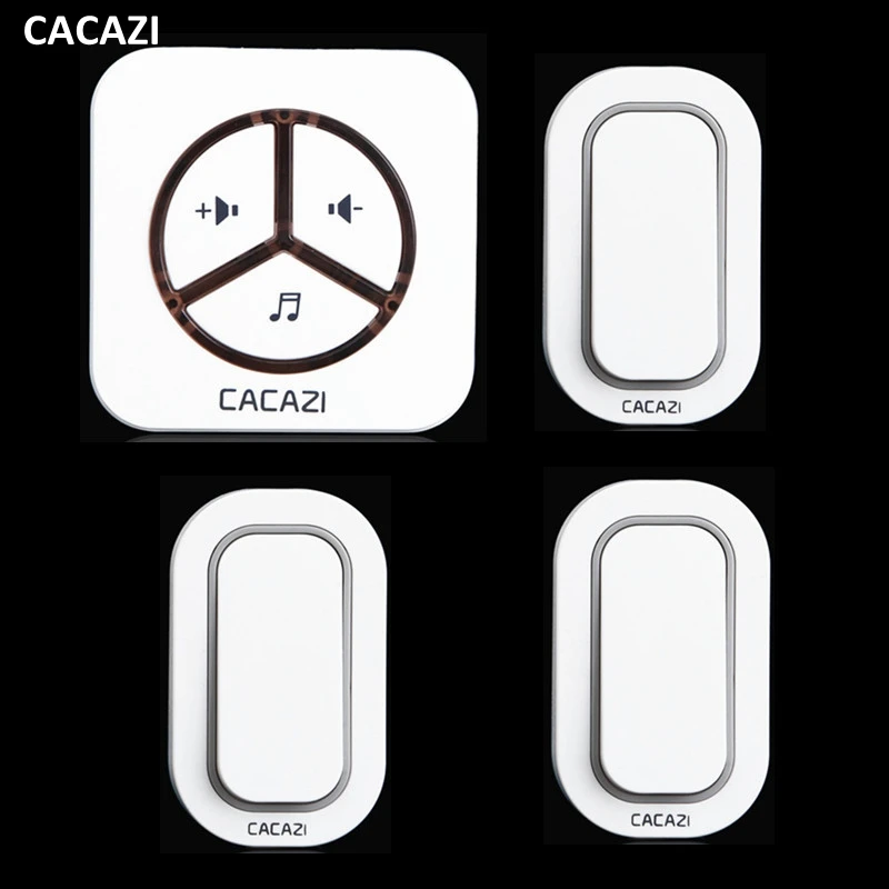 

CACAZI 3 doorbell buttons+1 doorbell receivers 280M remote control AC 110-220V Waterproof button elderly pager Wireless doorbell