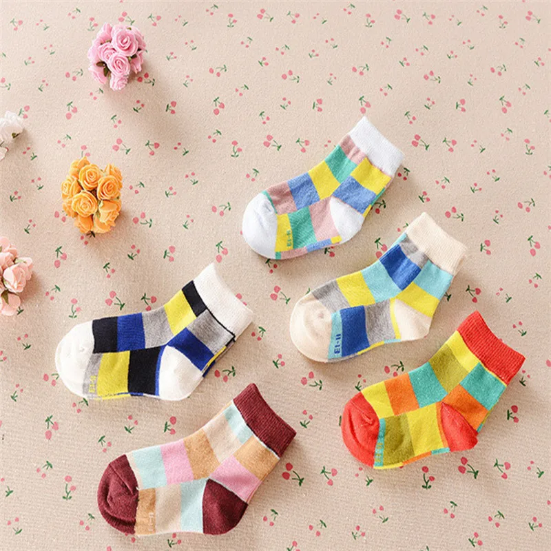 

3pairs/lot Special Offer New 2016 Spring And Autumn Paragraph Children's Socks, Baby Colored Socks Lattice Models A-cll-015-3