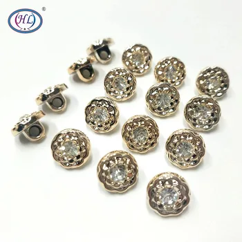 

HL 50PCS/lot 11MM New Plating Buttons With Rhinestones Shank DIY Apparel Sewing Accessories Shirt