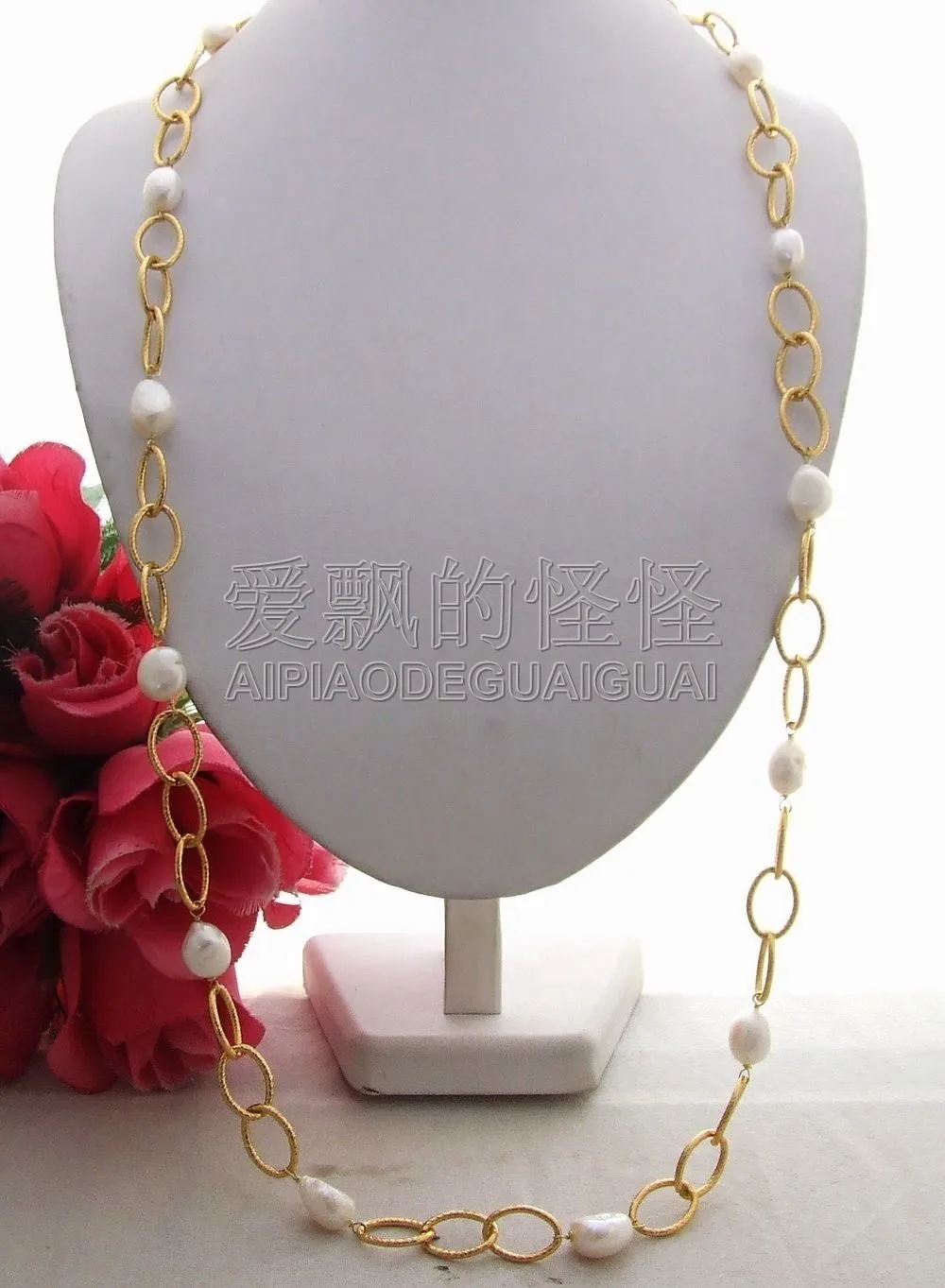 N102802 3" 15 мм барокко жемчужное китайское ожерелье