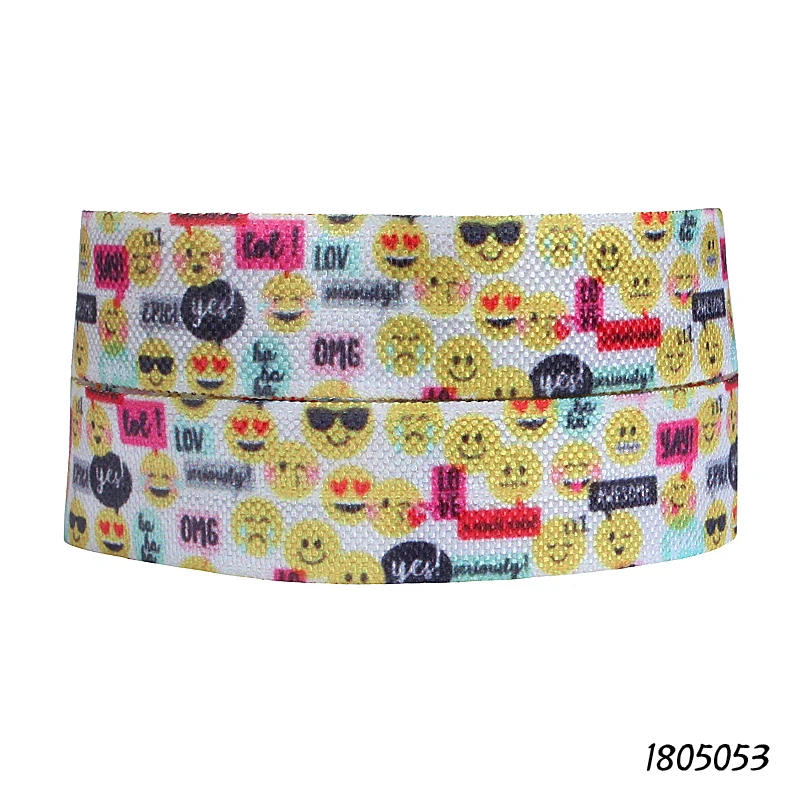 

(50 yards/lot) Wholesale price 5/8" lovely emoji printed foe fold over elastic