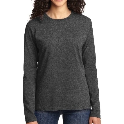 Port & Company LPC54LS Ladies Long Sleeve Core Cotton Tees Dark Heather Grey - Extra Small (1)