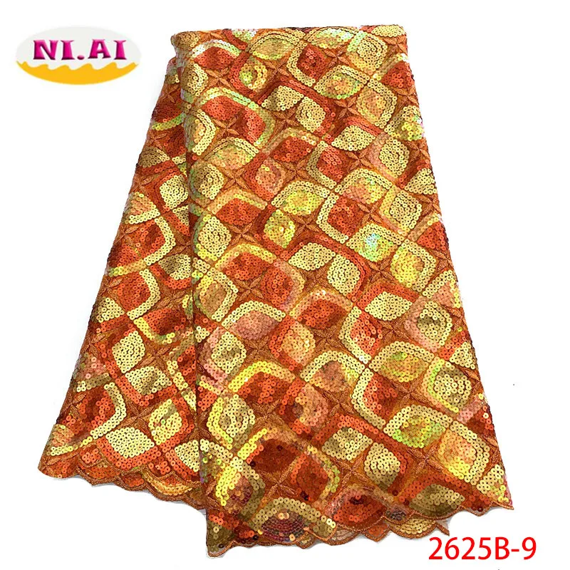 

African Lace Fabric High Quality French Organza Lace Fabric 2019 New Arrival Sequins Lace Fabrics For Wedding Dress XY2625B-9