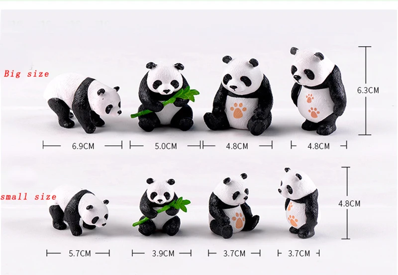 4pc Cute artificial Giant panda figurines miniatures animal ornament fairy garden gnome resin home decorations accessories6