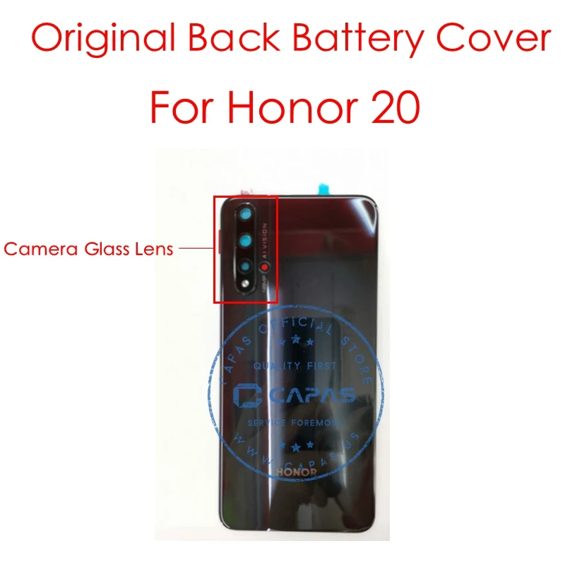 

Original Honor 20 Back Battery Cover + Camera Glass Lens Huawei nova 5T Back Door Replacement Repair Spare Parts