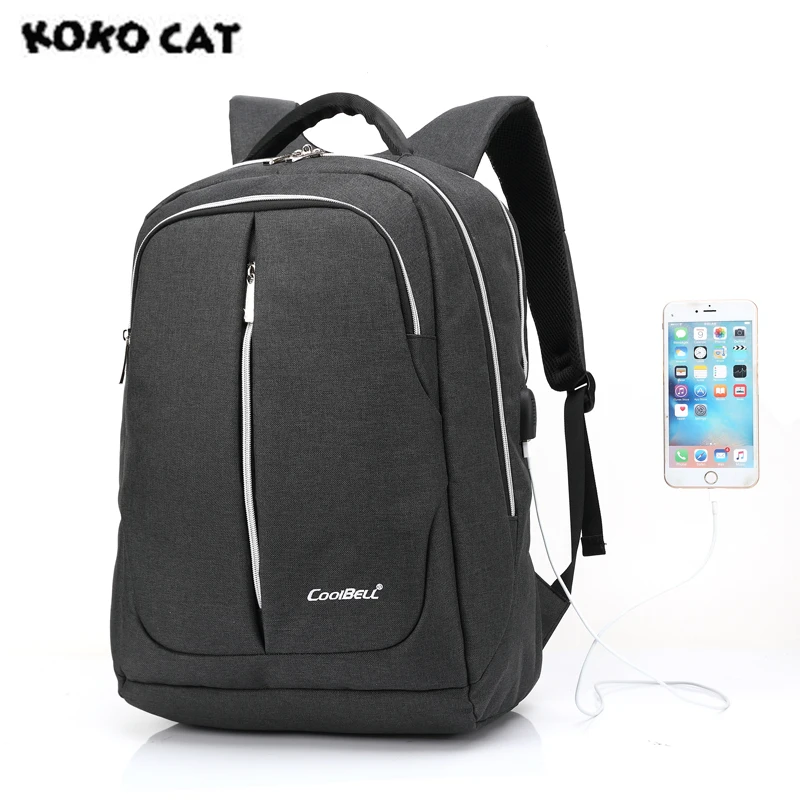 

2017 KOKOCAT New Fashion Men Waterproof High Capacity Laptop Bag Men 15 Inch Backpack School Backpack for Women Power Interface