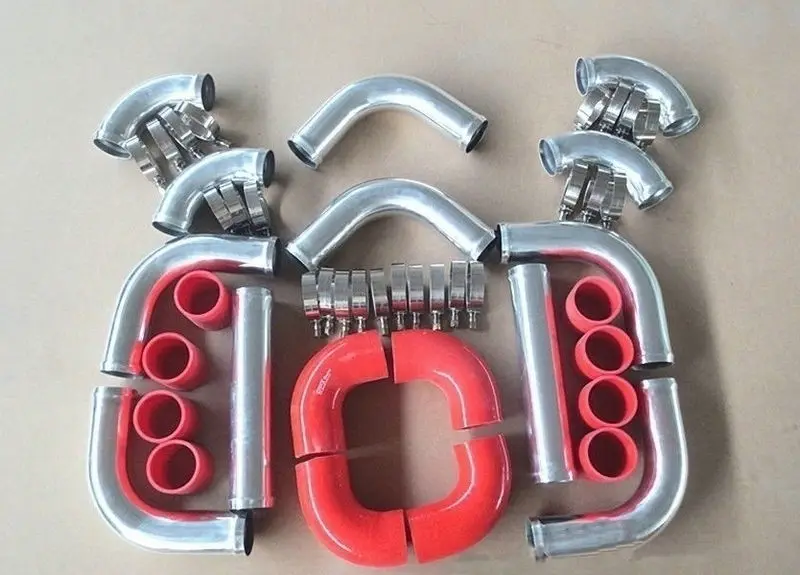 

2.5" Full Aluminum Universal For fit Intercooler Turbo Piping + hose + T-Clamp kits 12pcs