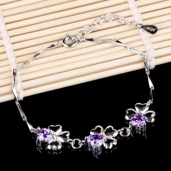 

NEHZY 925 Stamp Sterling silve bracelet Clover Ms. wild fashion jewelry Purple crystal lovely high quality jewelry manufacturers
