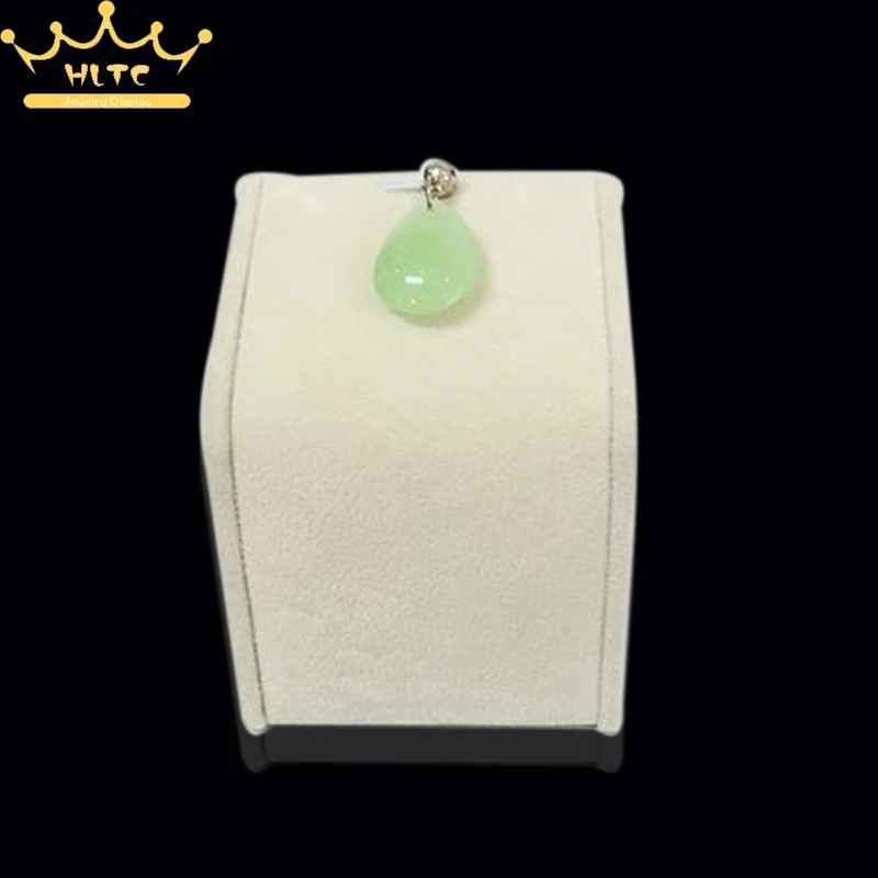 

High Quality Jewelry Display Beige Velvet Pendant Holder Stand Necklace Showcase