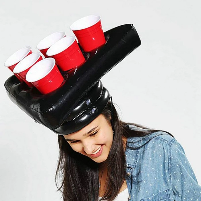 OneSetInflatablePingPongCupHolderHatsRingsTossGameFunLawnToysThrowingAdultKidsFerruleToolsWith2pcsBall