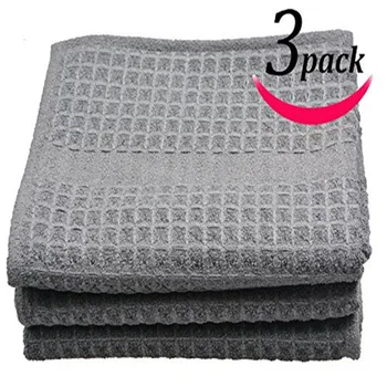 

Sinland 400 GSM Microfiber Waffle Weave Cloth Kitchen Cleaning Towels Drying Cloth 3 Pack 16inchX24inch 40cmx60cm Black Grey