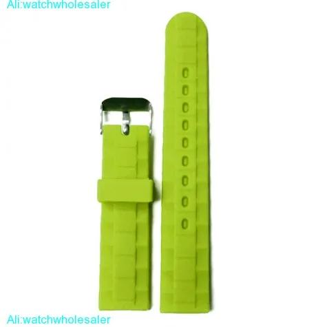 20mm Neon Green Color Silicone Jelly Rubber Unisex Watch Band Straps WB1060G20JB