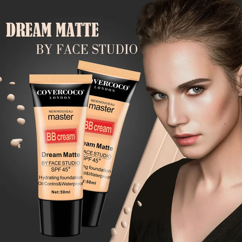 

Professional Make Up SPF 45 Sun Block Matte BB Cream Natural Long Lasting Face Concealer Makeup Base BB CC Cream