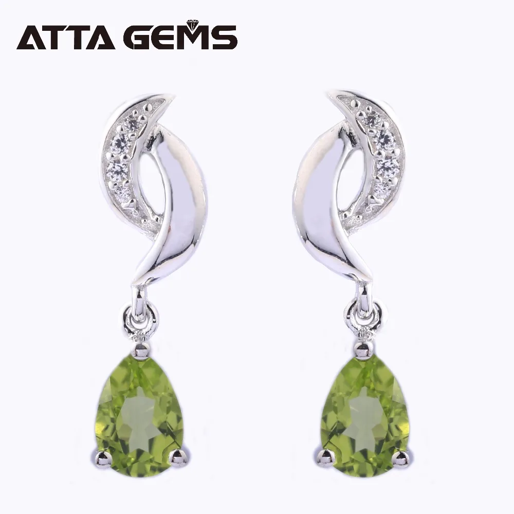 

Natural Peridot Sterling Silver Drop Earring for Women Natural Gemstone August Birthstone Women's Earrings Classic Style