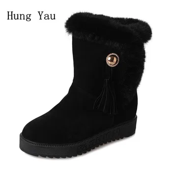 

Women Snow Boots Ankle Martin 2018 Winter Warm Female Casual Shoes Woman Flat Fashion Round Toe Fringe Platform Comfortable