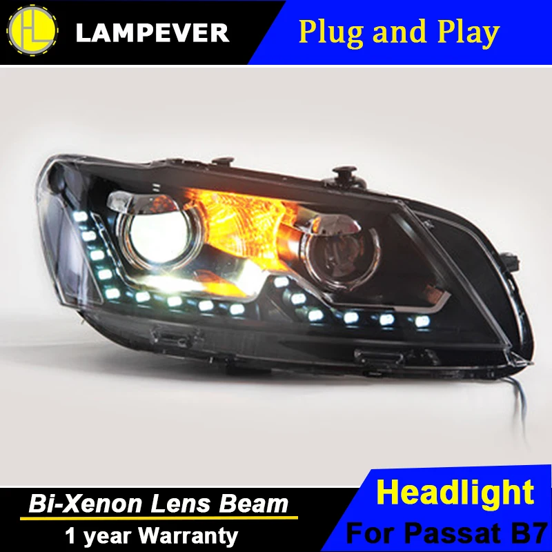 Lampever для Фольксваген Пассат B7 фары 2011-2015 светодиодные Bi Xenon дальнего ближнего