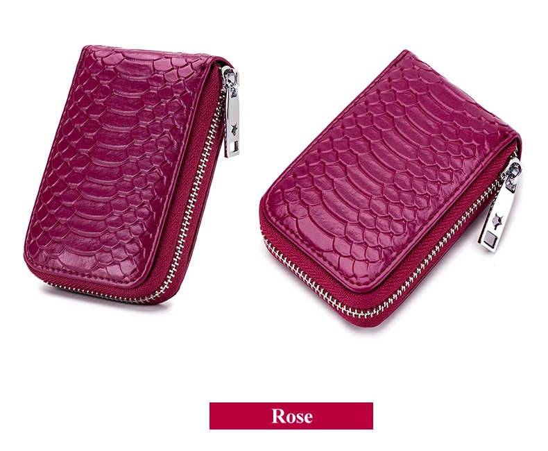 Lomelobo Unisex Serpentine Card Holder Split Leather Women Men Credit ID Business Cards Wallet Fashion Bank Cards bag Coin Purse HCL7148 Details (14)