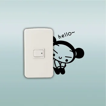 

11*8cm Cute Pucca China Doll Sticker Cartoon Vinyl Window Stickers For Kids Room Home Decor