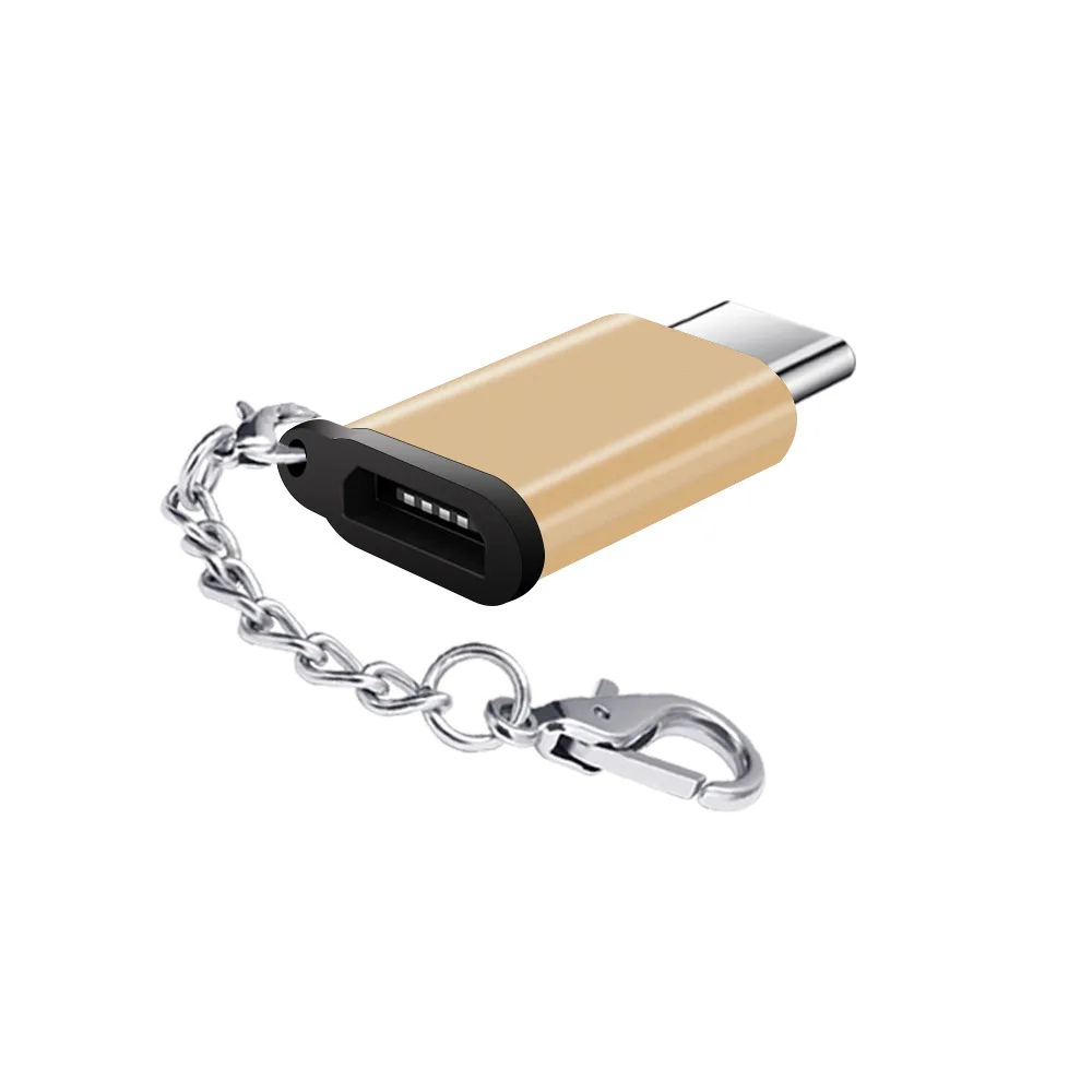 Micro USB To TypeC Adapter With Keychain Micro USB Female To USB Type C Male Adaptador Tipe C Charging Data Sync Type-C Adapters (7)