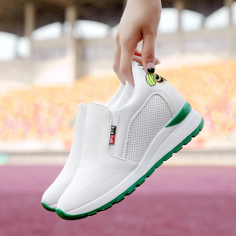 

Women Shoes 2019 Women Casual Shoes Platform Hidden Increasing Shoes Woman Breathable Slip-On White Shoes Women Sneakers