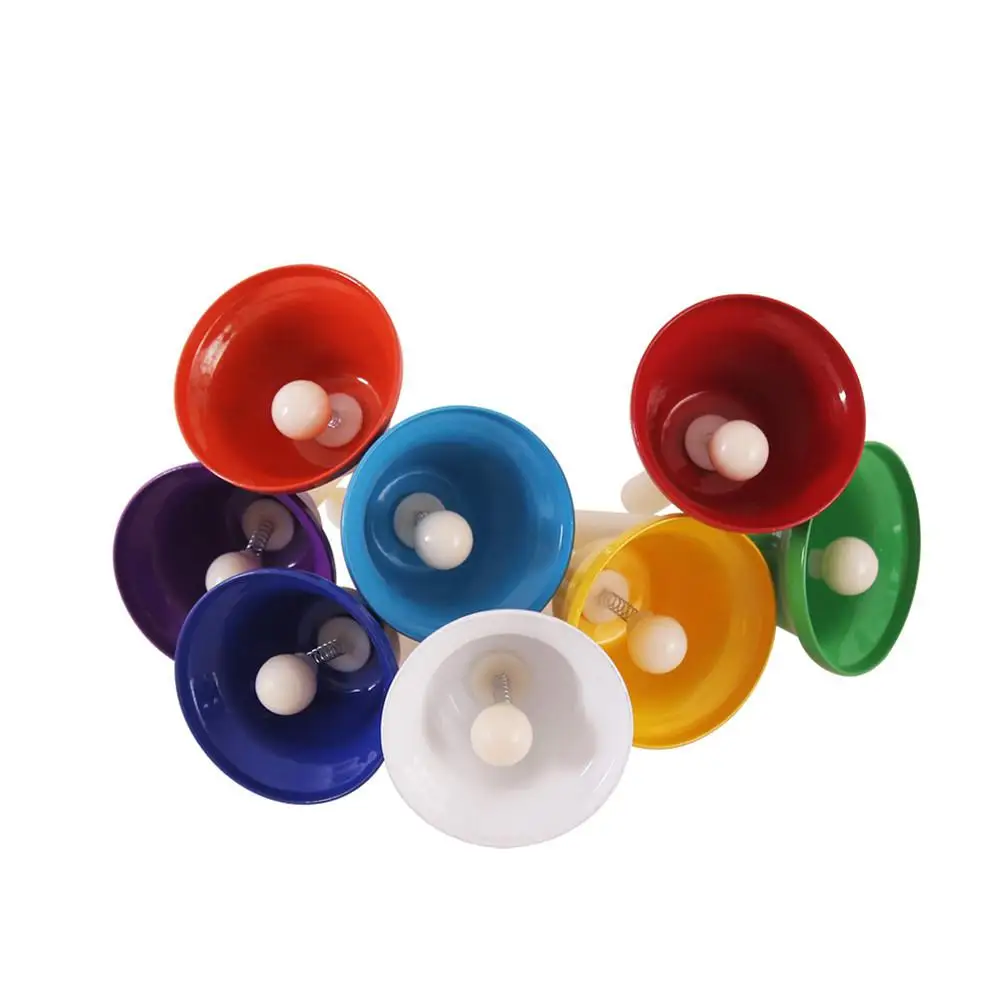 8pcs/set Hand Rattles 8 Tone Colorful Handbell Rattle Metal PVC Percussion Instrument Musical Gift