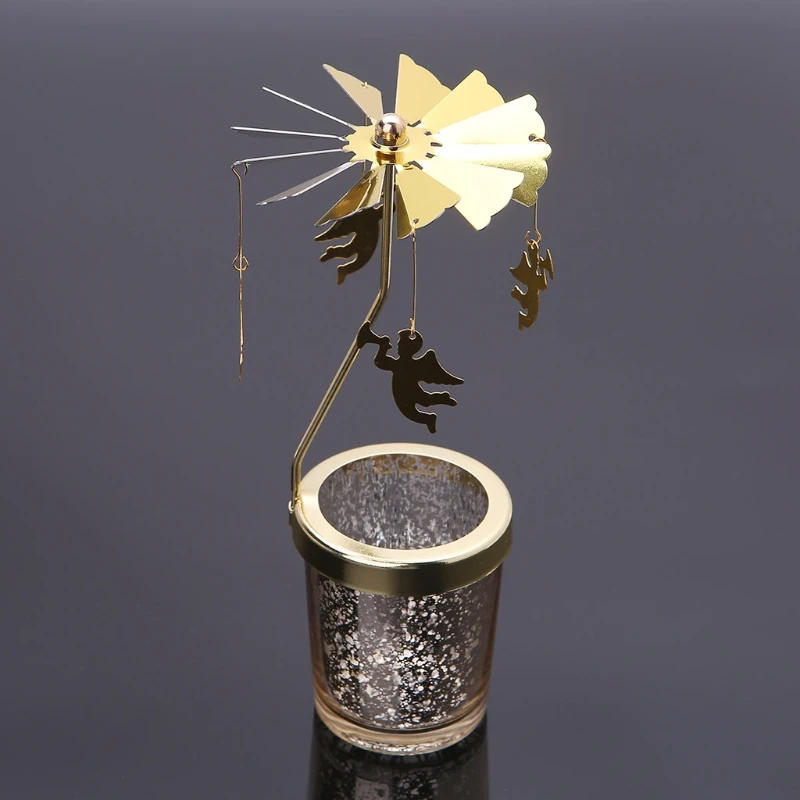 Xmas Rotating Spinning Carousel Tea Light Candle Holder Center Home