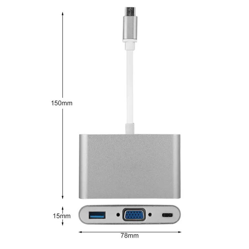 Basix Type C концентратор VGA адаптер USB 3 1 для женщин кабель нового Macbook 12 дюймов Chromebook