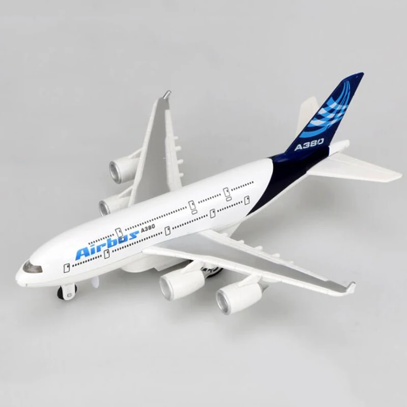 

21.5CM Alloy Plane Model Airline Airbus A380 Display with LED lights Pull Back Toy Airplane Aircraft Model Kids Children Gifts