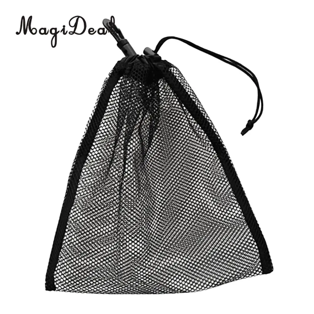 Durable Snorkeling Diving Mesh Nets Bag Pouch Kayak Boat Golf Tennis 30 Ball Carrying Holder Storage Clip On Caddy Pouch 20x24cm