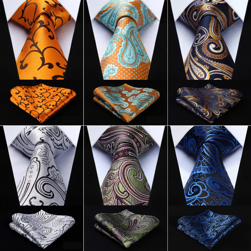 Платок классический свадьбу Мужская Мода Пейсли Цветочные 3." шелк Тканые свадьба Для мужчин галстук платок Набор# RF2