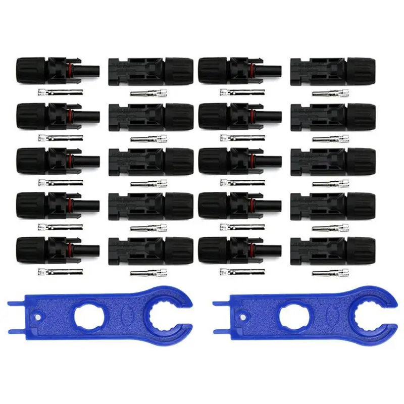 

10 Sets MC4 Solar Panel Connector For PV Solar Panel Cable And 1 Pair Solar Panel MC4 Tool Key For The Connector