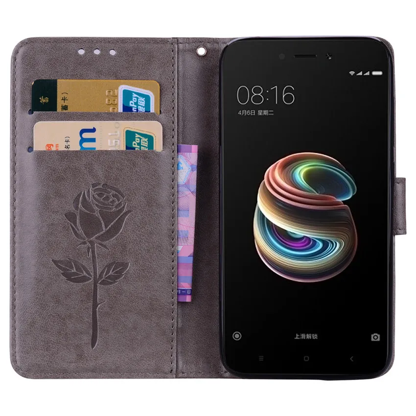 Кожаный чехол-книжка для Xiaomi Redmi 5A, чехол для телефона Xiaomi Redmi 5a, чехол 5 A с розами, Роскошный кошелек, чехол-подставка, чехол для телефона s