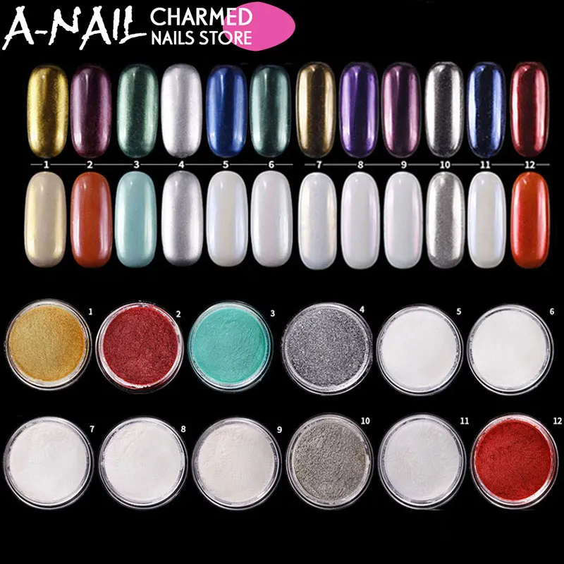 

12jar/set Mirror Chrome Nail Glitter Pigment Powder Nail Glitter Pigment Powder UV Gel polish nail art Decorations Manicure tool