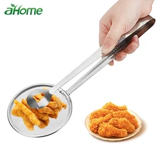 Kitchen Gadgets Tools Stainless Steel Colander oil Strainers Fried Food Filter Spoon with Clip France Fried Tong Mesh Colander