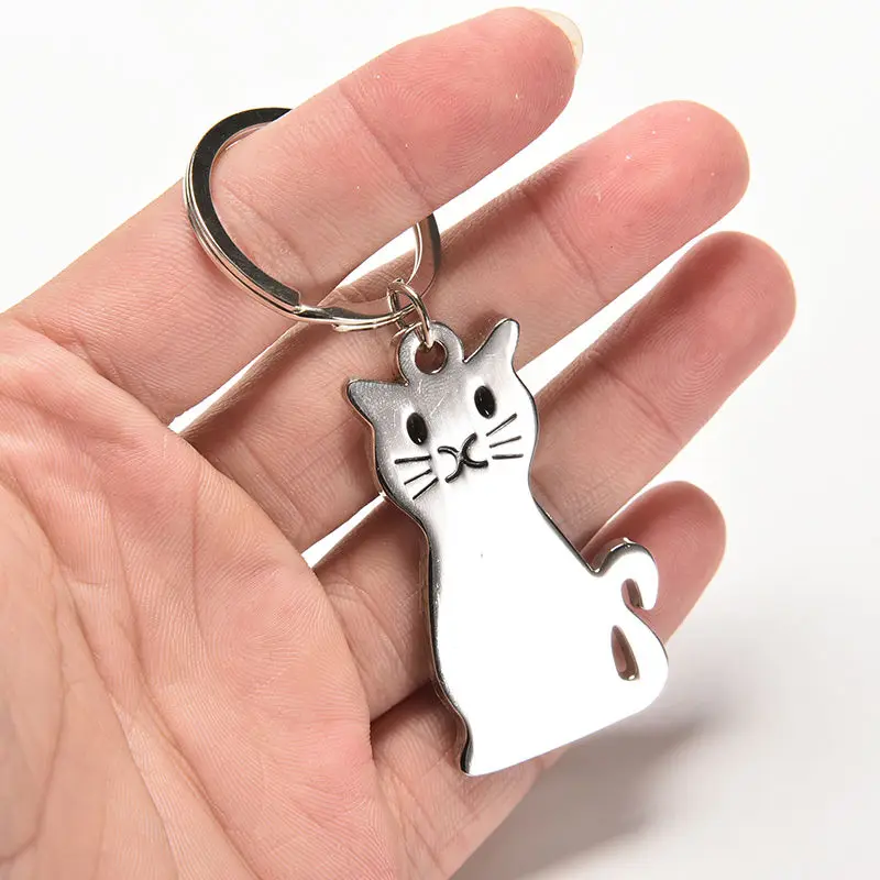 New Fashion Creative 1Pc Cat Shaped Keychain Key Ring Keyring Metal Key