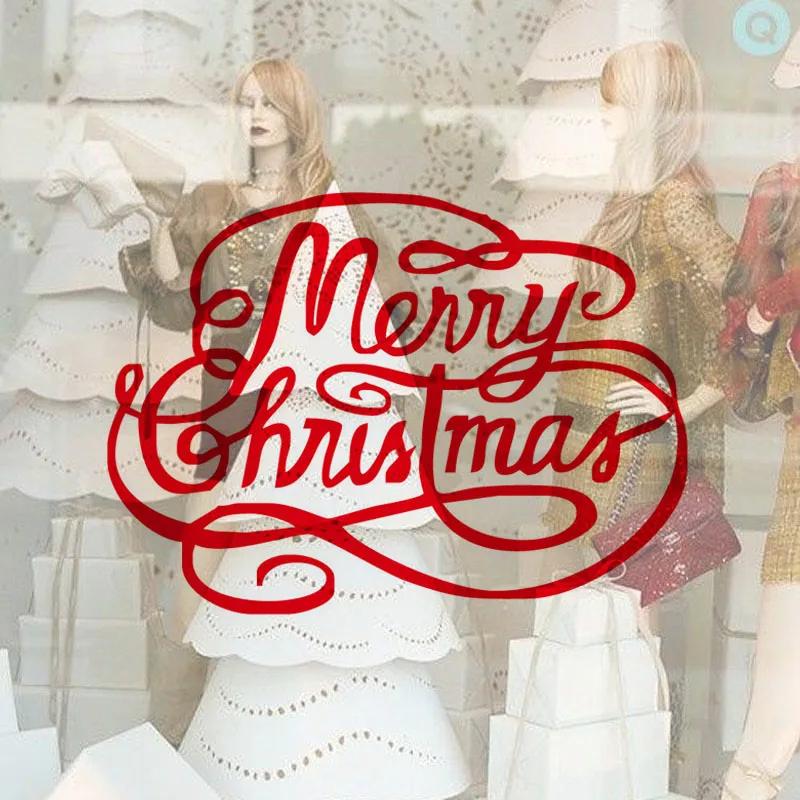 

Merry Christmas Vinyl Wall Sticker Creative Design Home Decor Clothes Shop Window Decorative Art Decals Xmas Decor Sticker