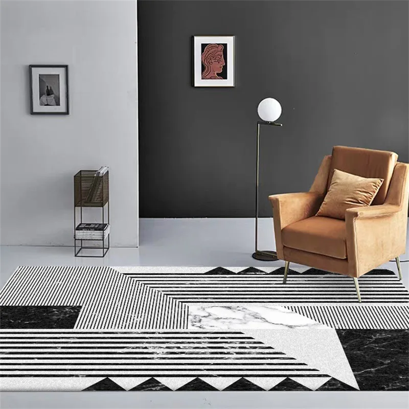 

Nordic INS fashion geometry rug Digital printing Crystal fleece Non-slip crawling mat Living room carpet bedroom floor mat