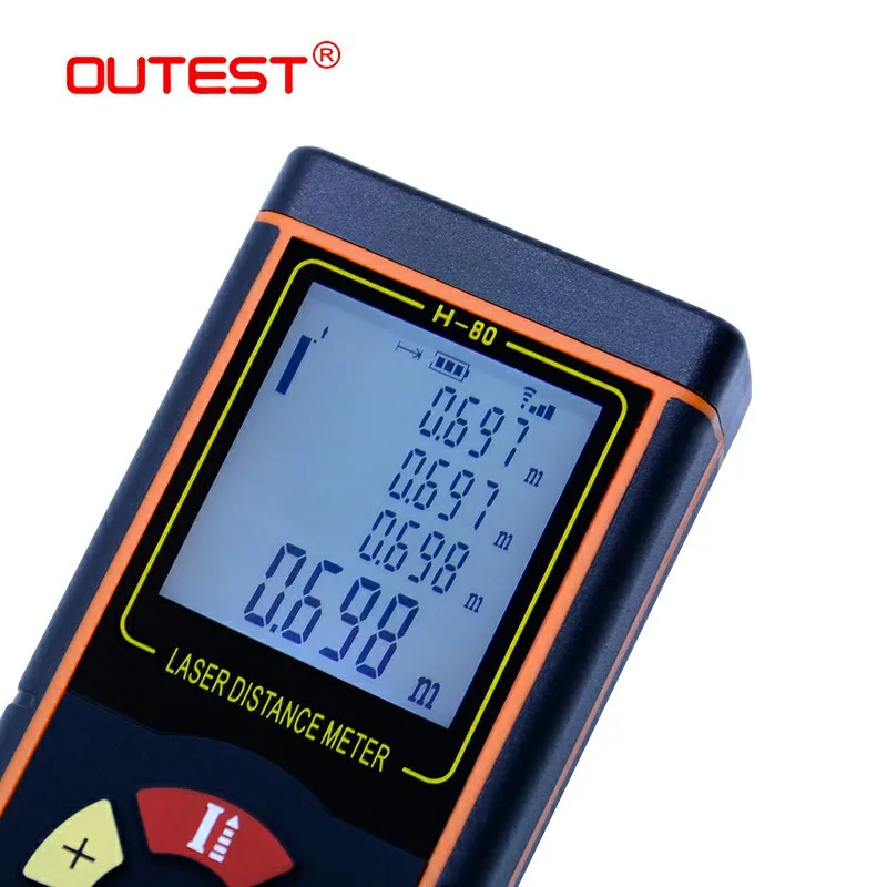OUTEST Digital Laser Distance Meter 40M 60M 80M 100M Laser rangefinder metre Single continuous Area Volume with Electronic level OUTEST Digital Laser Distance Meter 40M 60M 80M 100M Laser rangefinder metre Single continuous Area Volume with Electronic level