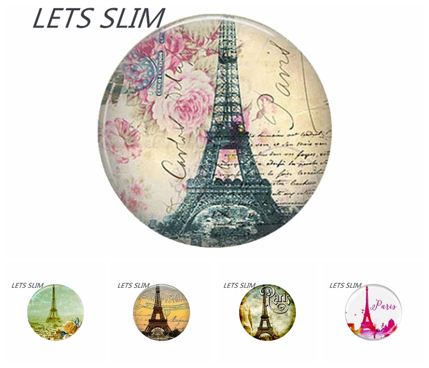 

5PCS Fashion Retro France Paris Eiffel Tower Notes Rose Glass Patch Children Hobby Puzzle Patch Student Personality Decorations